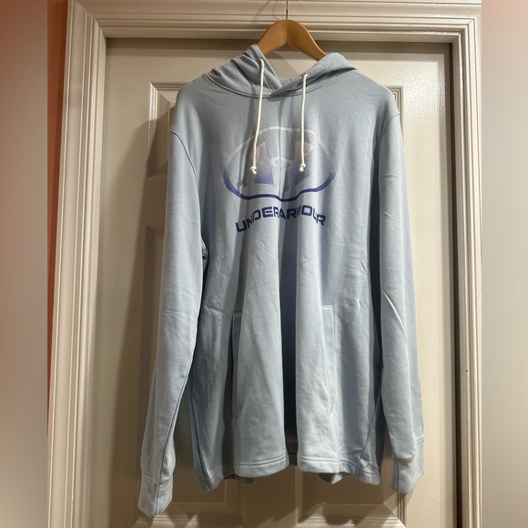 NWT Under Armour Light Blue Men’s Rival Terry Graphic Hoodie Sweatshirt Pockets - Picture 3 of 12
